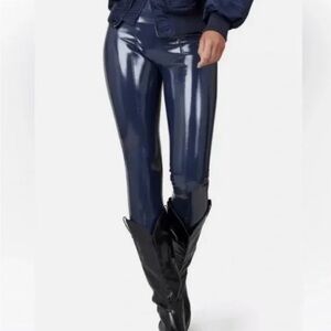 SPANX Navy Faux Patent Leather Leggings - NWOT
